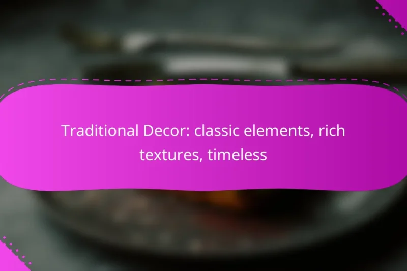 Traditional Decor: classic elements, rich textures, timeless