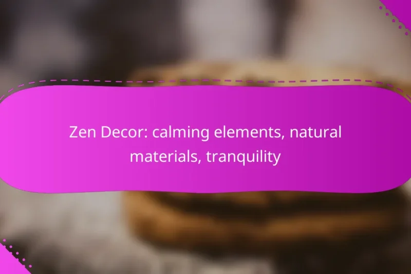 Zen Decor: calming elements, natural materials, tranquility