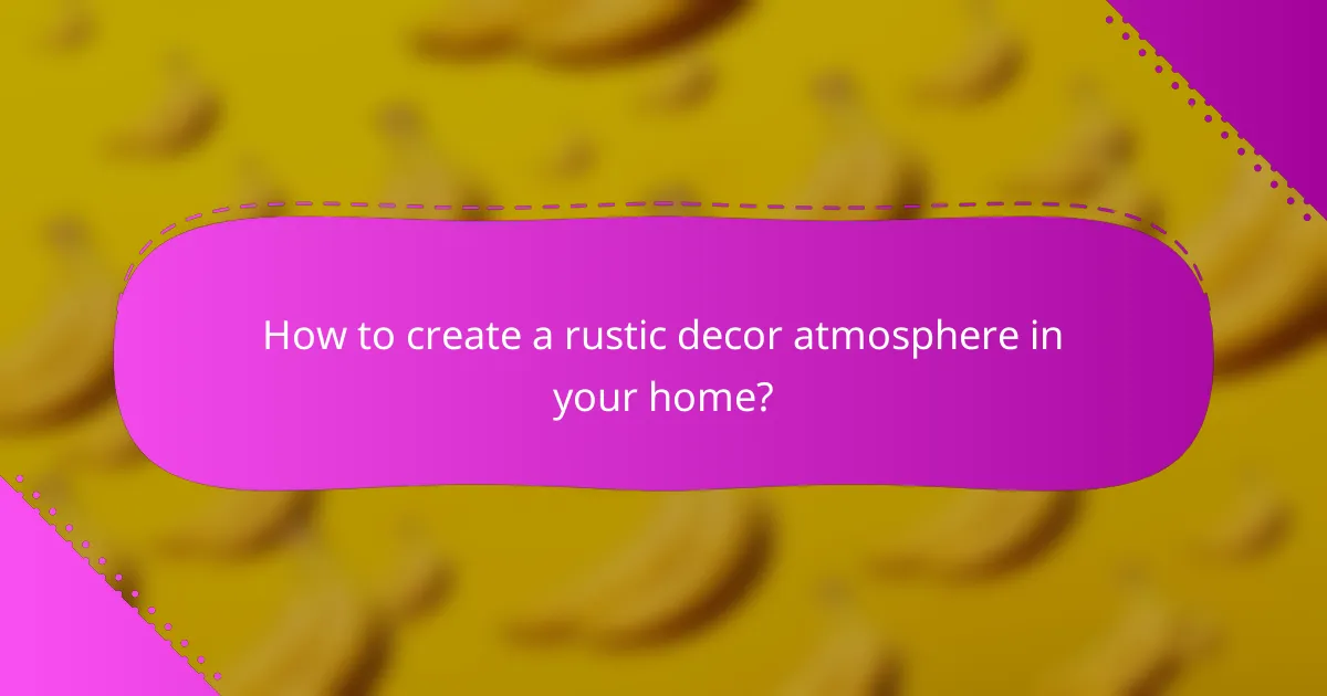 How to create a rustic decor atmosphere in your home?