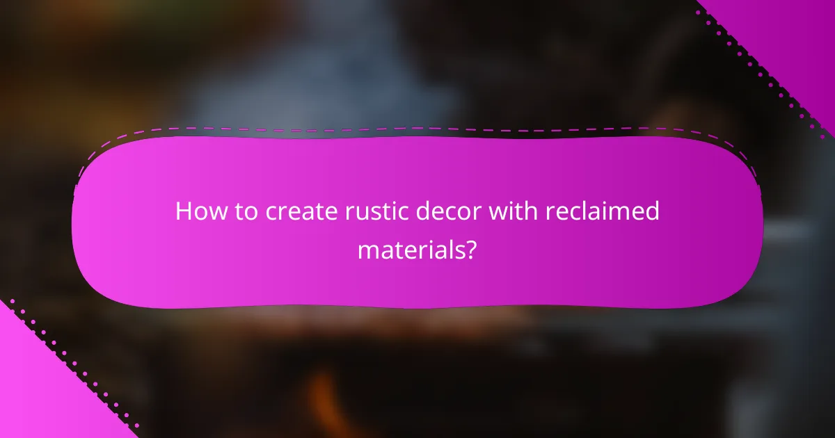 How to create rustic decor with reclaimed materials?